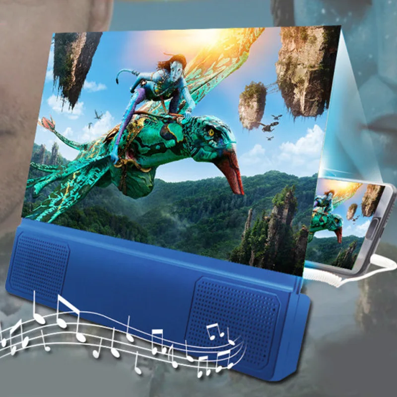 3D мобильный увеличитель для экрана телефона Bluetooth стерео динамик HD видео усилитель разработан износостойкость - Цвет: Dark Blue