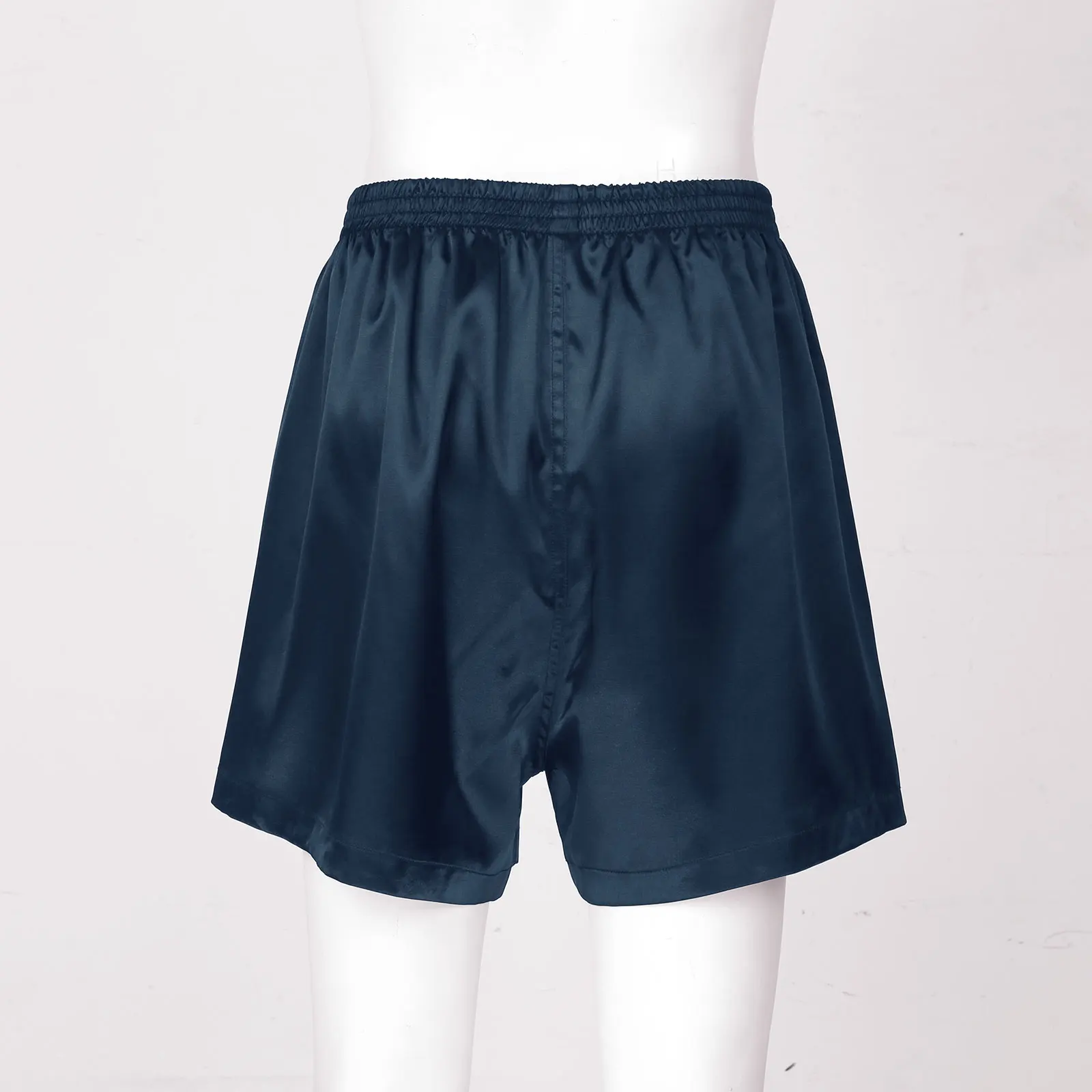 Men's Satin Sleep Bottoms Summer Ice Silk Solid Sleepwear Boxers Shorts Nightwear Pajamas Homewear