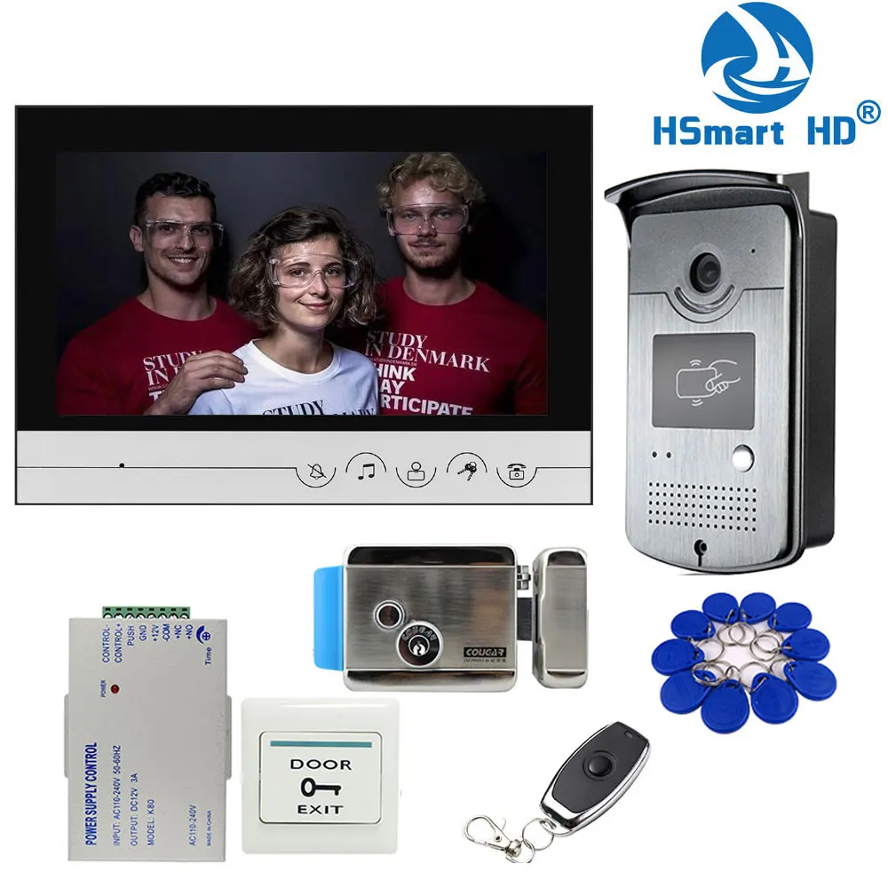 US $145.53 New Wired 9 Inch Video Door Phone Intercom Entry System 1 Monitor1 Rfid Access Ir 700tvl CameraElectric Control Door Lock