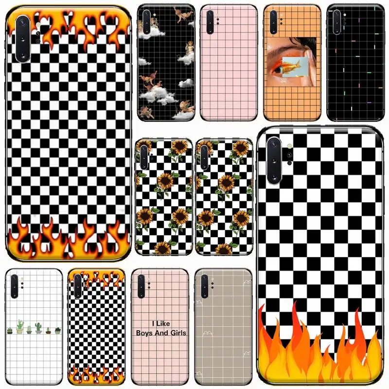 

Color checkerboard flame Phone Case For Samsung Galaxy S8 S9 S10 Plus S10E Note 3 4 5 6 7 8 9 10 Pro Lite cover