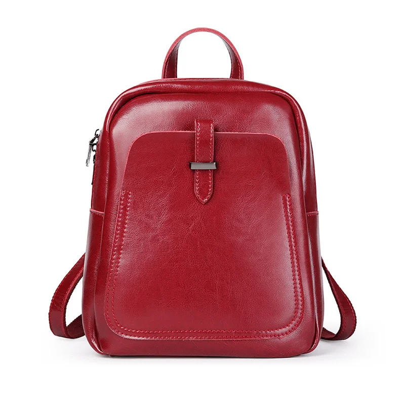 Женский рюкзак черный дизайнерский рюкзак женский из натуральной кожи Couro дорожный Рюкзак Mochila Viaje школьные сумки для девочек-подростков - Цвет: Wine Red