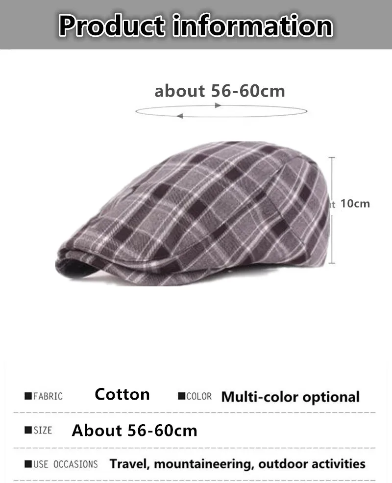 SILOQIN Snapback Cap Men's Literary Youth Brands Caps Berets Women's Plaid Cotton Beret Fashion Vintage Tongue Cap Couple Hat