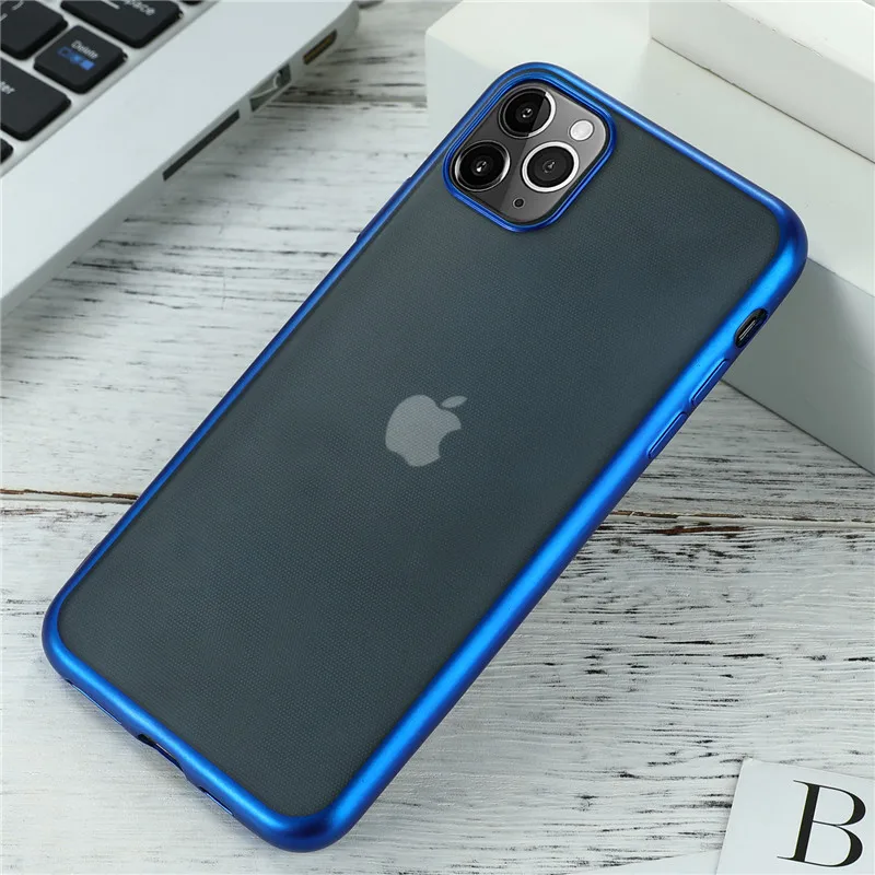 TPU Matte Case for iPhone 11 Pro Max Case Set Transparent Silicone Case Shockproof Case for iPhone X XR XS Max 8 7 6 6S Plus - Цвет: Синий