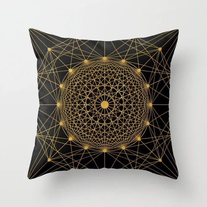 Juego De 4 Fundas De Cojín Mármol 40x40 Cm - Diseño Moderno Negro, Blanco Y Dorado