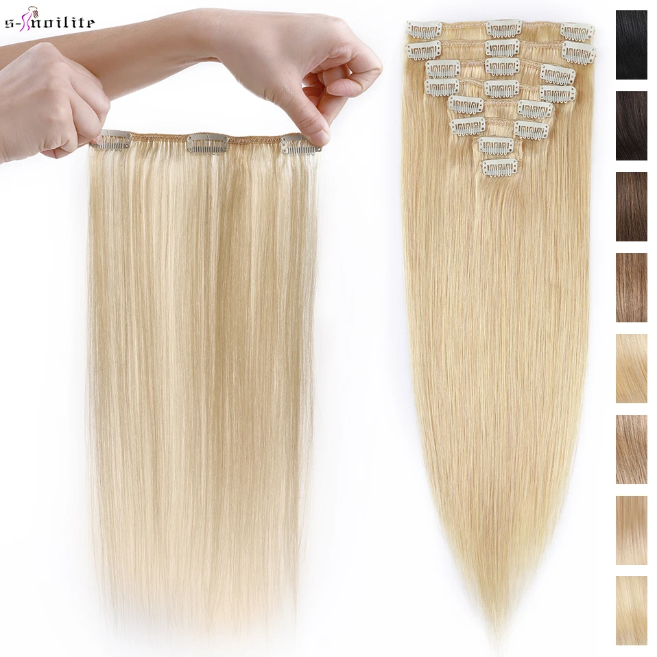 Clip Hair Extensions Human Blonde | Clip Ins Extensions Human Hair - 70g-110g  Clip - Aliexpress
