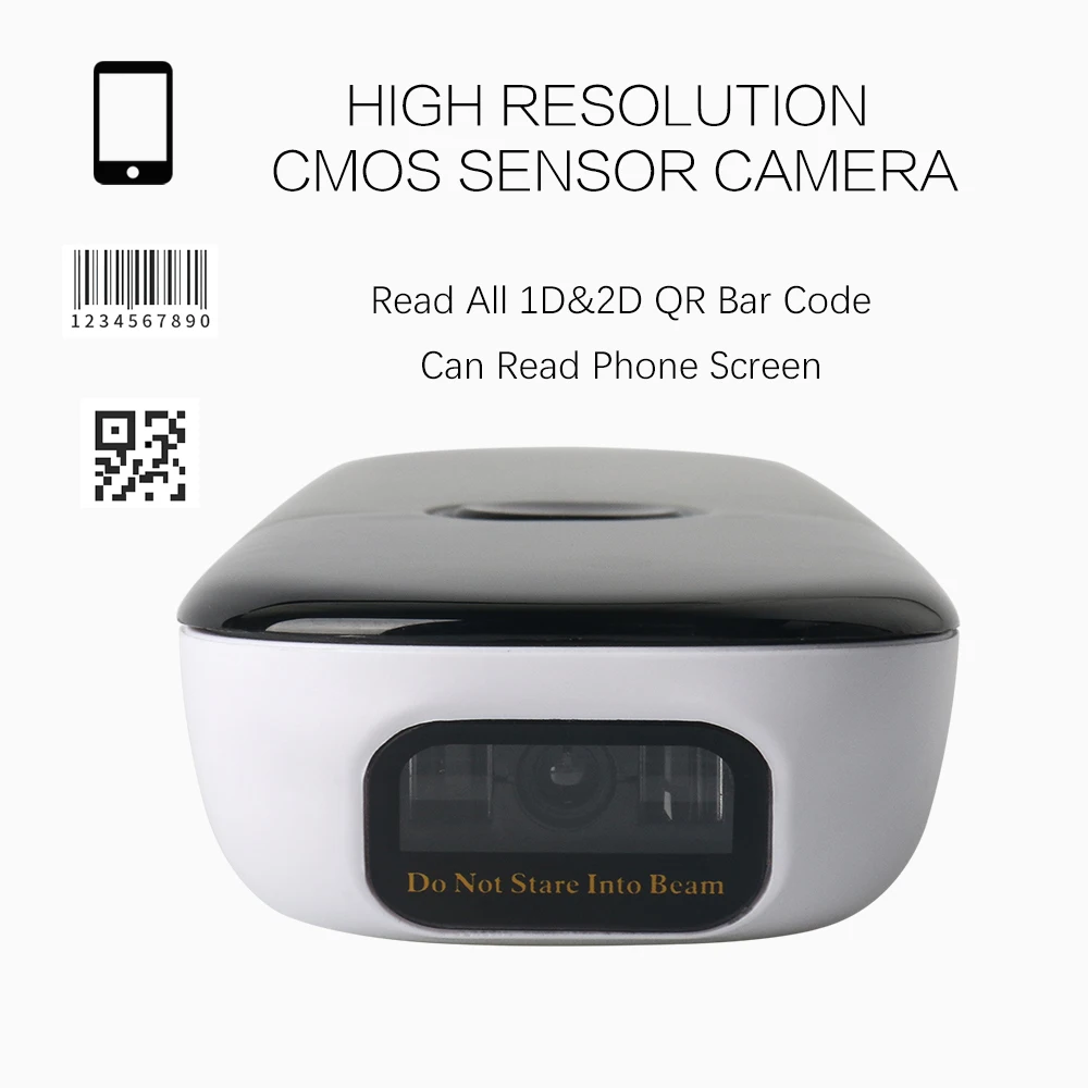 Портативный мини беспроводной сканер штрихкодов с Bluetooth для 1D 2D QR 16 памятью и