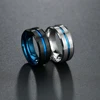 8mm Casual Black Men Ring Blue Line Stainless Steel Male Wedding Band Comfort Wear Gentlemen Jewelry ► Photo 3/5