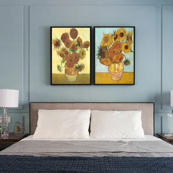 

Van Gogh Decorative Canvas Painting Sunflower Background Porch Hanging Painting Spray Painting No Frame