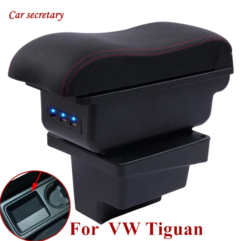 Подлокотник для Volkswagen VW Tiguan 2007-2016 двухслойный большой центральный контейнер