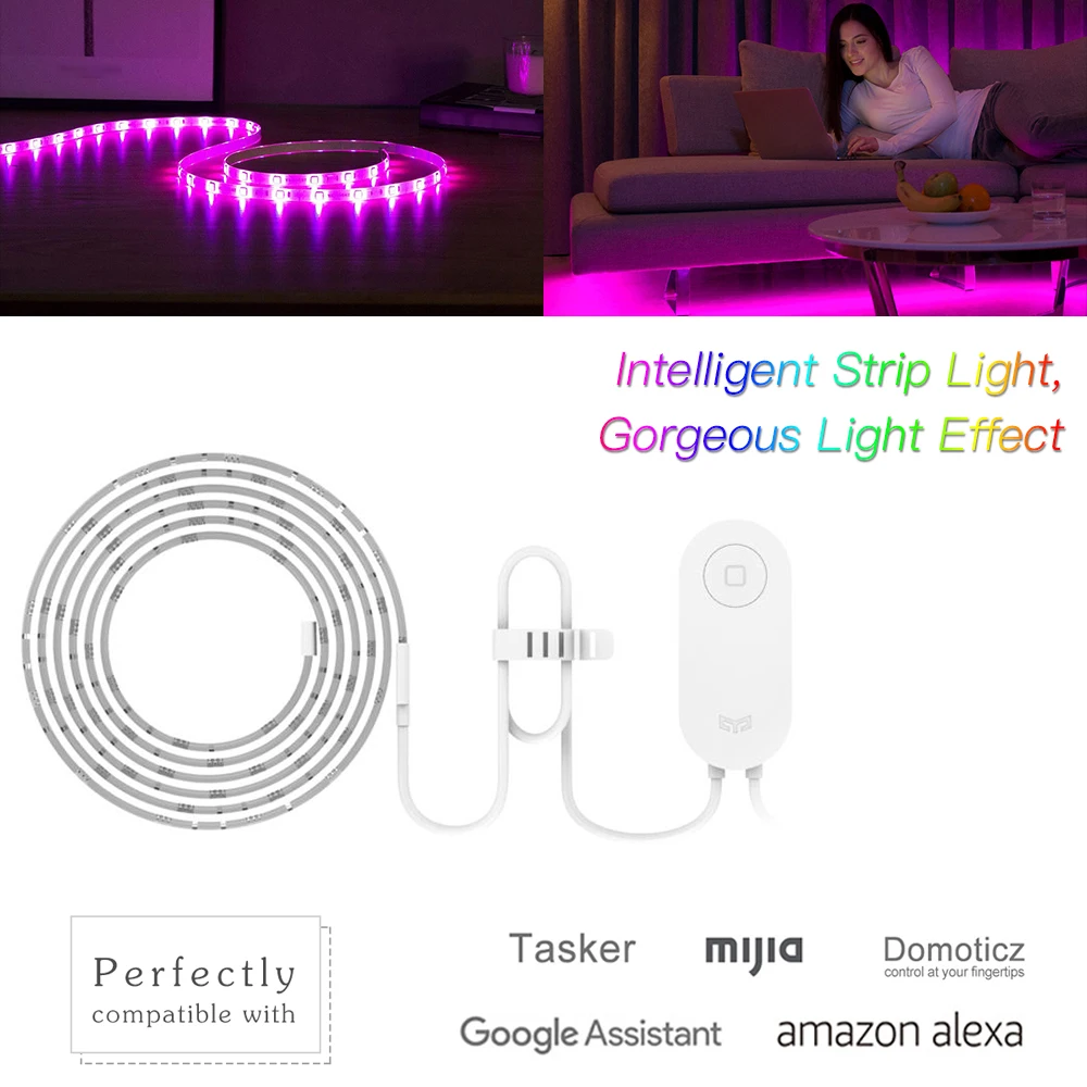 Yee светильник, подключенный к Wi-Fi, RGB, умный светодиодный светильник, комплект, 2 м, управление с помощью приложения для телефона, для дома, вечерние, для гостиной, клуба, бара, паба
