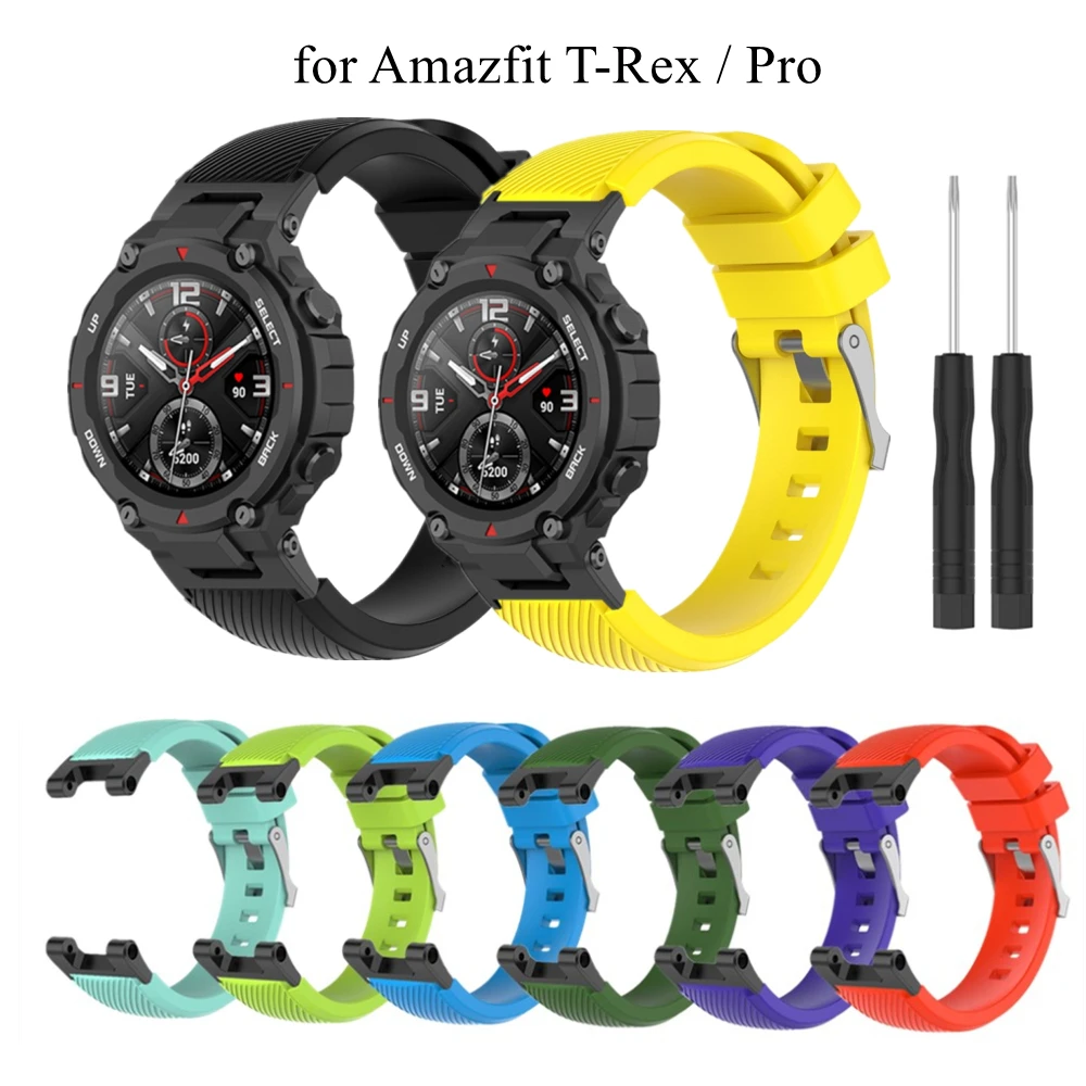 Correa de silicona para Xiaomi Amazfit t rex/t rex 2, repuesto de correa de  muñeca suave para Amazfit t rex Pro, correa de reloj deportivo|Correas de  reloj| - AliExpress