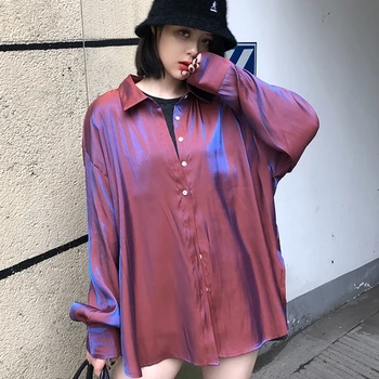 

Loose Shirt Cardigans Bling Bling Mermaid Kyi Women Blouse Tops Plus Size Long Sleeve blusas feniminas T97903