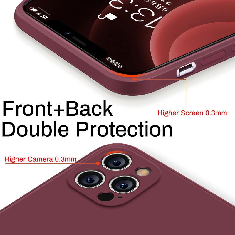 Liquid Silicone Case iPhone 13 14 15 Pro Max 11 15 Pro Cover Shockproof Soft Camera Protection
