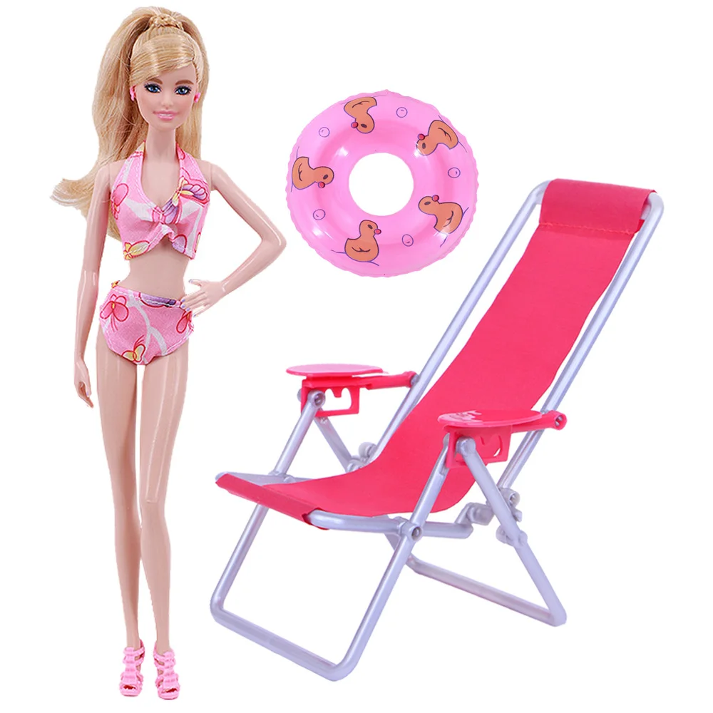 Куклы-Барби Одежда Аксессуары 3 шт = 1xSwimwear бикини + 1x пляжное кресло 1xSwim кольцо для