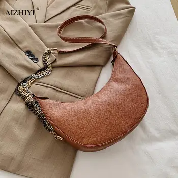 

Famous Design Pu Leather Women Crossbody Bags Shopping Street Female Handbags Solid Color Semicircle Luxury Purse Shoulder Bags