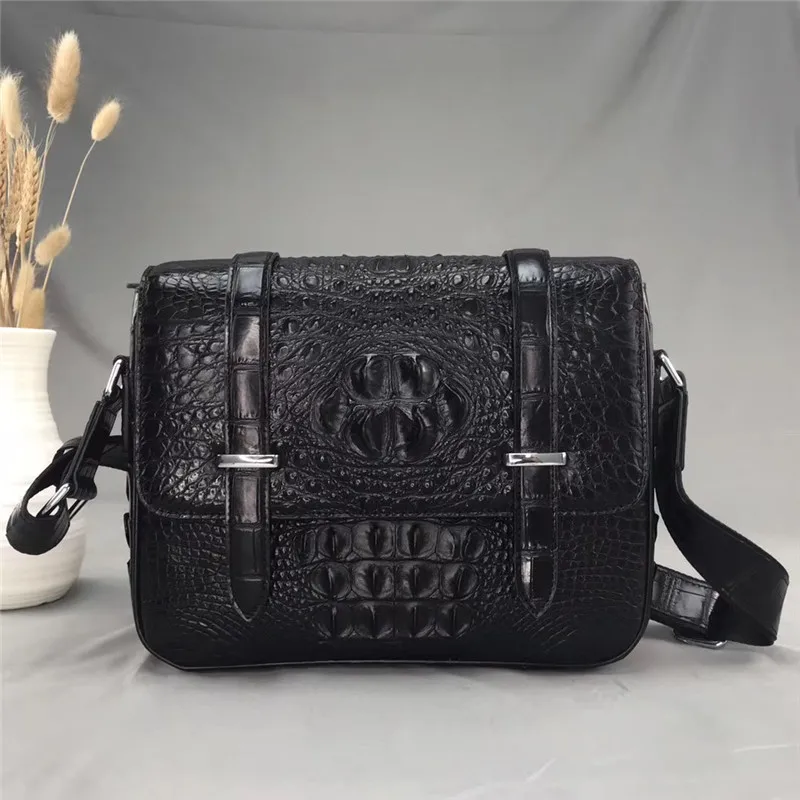 Genuine Crocodile Skin Leather Women's Handbag Alligator Satchel Bag Black