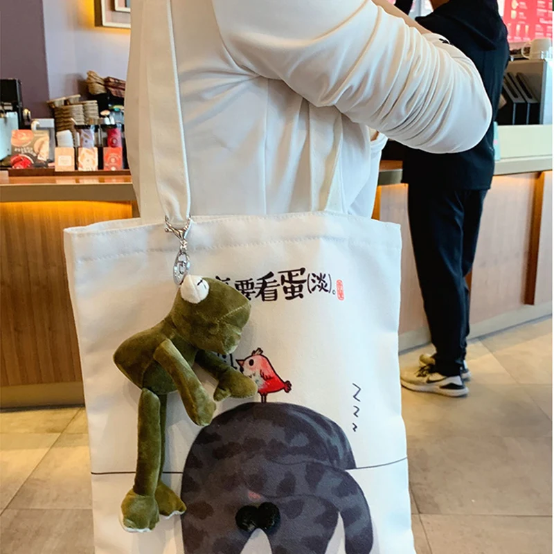 

New Cartoon long-legged frog keychain Plush pompom doll keychains lovers bag pendant women charm keyring children's toys gifts