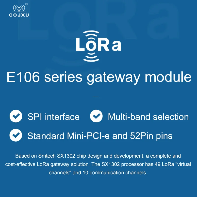 LoRaWan 게이트웨이 RF 모듈, PA 및 LNA 내장 반이중 PCI-e 인터페이스 E106-915G27P2, SX1302, 910 920MHz, 27dBm
