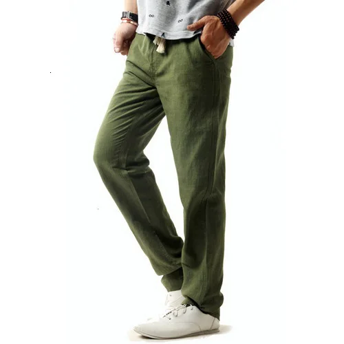 Army Green 5XL мужские гигиенические противомикробные льняные штаны мужские тонкие льняные брюки летние мужские хлопковые брюки для отдыха - Цвет: Army Green