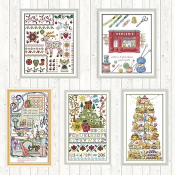 

Flowers Alphabet Christmas Cross Stitch Kits Cotton Thread Embroidery Needlework Sets Patterns Kits Wall Home Decor DIY Crafts