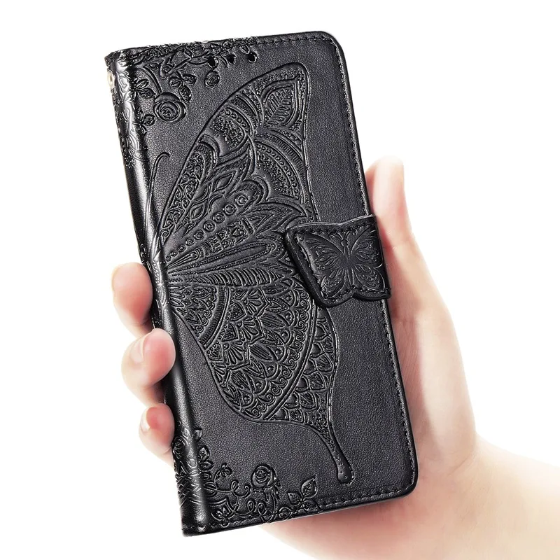 butterfly black Чехол-книжка с подставкой для Redmi Note 7, чехол для Redmi 7, силиконовый кожаный чехол-бумажник для Xiaomi Redmi Note 7 8 Pro Redmi 7A 6A Go K20, чехол - Цвет: butterfly black