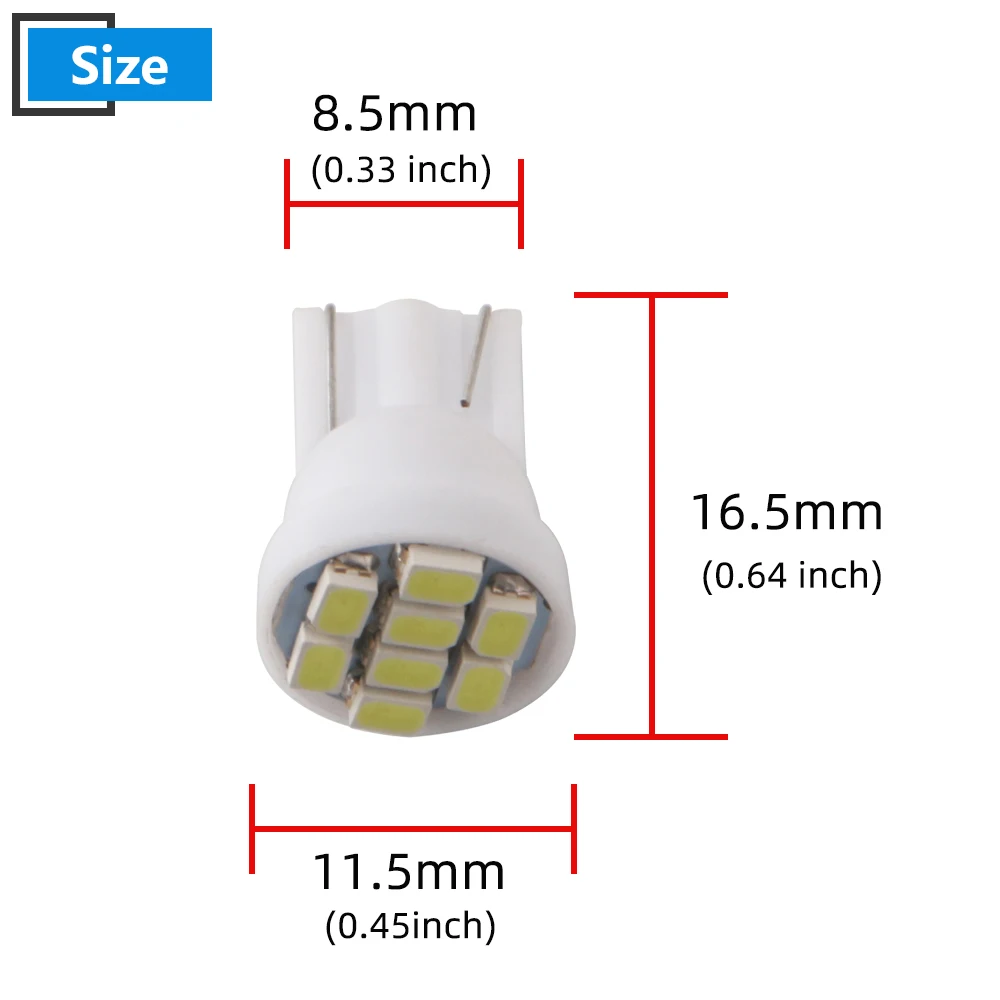 50 шт. AC/DC 6 В 1206 8 SMD t 10 светодиодный ная лампа вольт для пинбола W5W 2825 192 168 194 белый