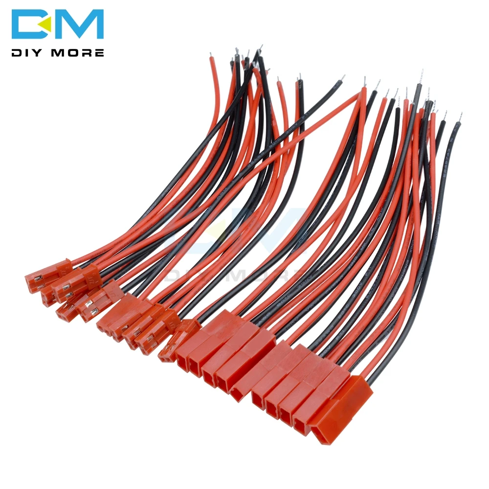 

20 Pairs 100mm 10cm A Pair of Male Female Connector JST Plug Cable For RC BEC Battery Helicopter DIY FPV 24A Copper Wire