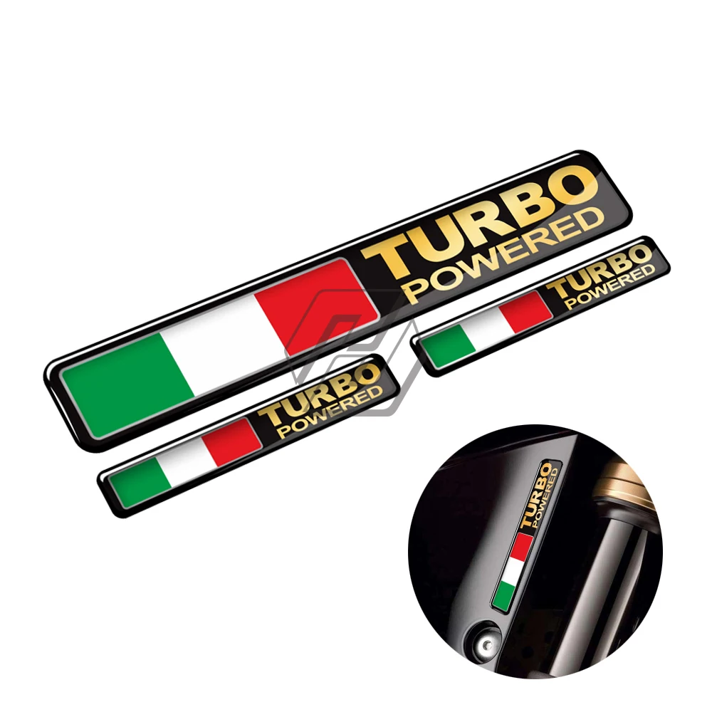 3D Italy Flag Turbo Powered Sticker Motorcycle Tank Decal Car Tail Turbo Stickers