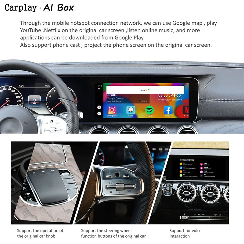 ТВ для автомобилей Ai Box новое обновление 2 + 32G Cadillac AI Android BOX оригинальной Carplay System Car