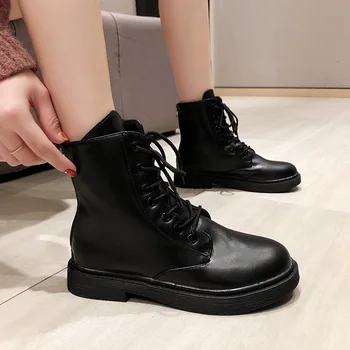 

2019 autumn new Martin boots women fashion simple solid color British style comfortable casual boots