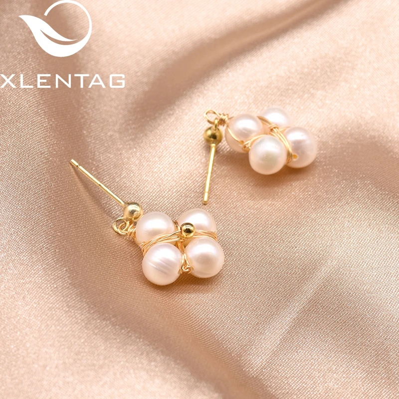 XlentAg серьги-капли из натурального пресноводного жемчуга, 925 пробы, серебра, для женщин, для свадебной вечеринки, оригинальное ювелирное изделие, Kolczyki GE0823
