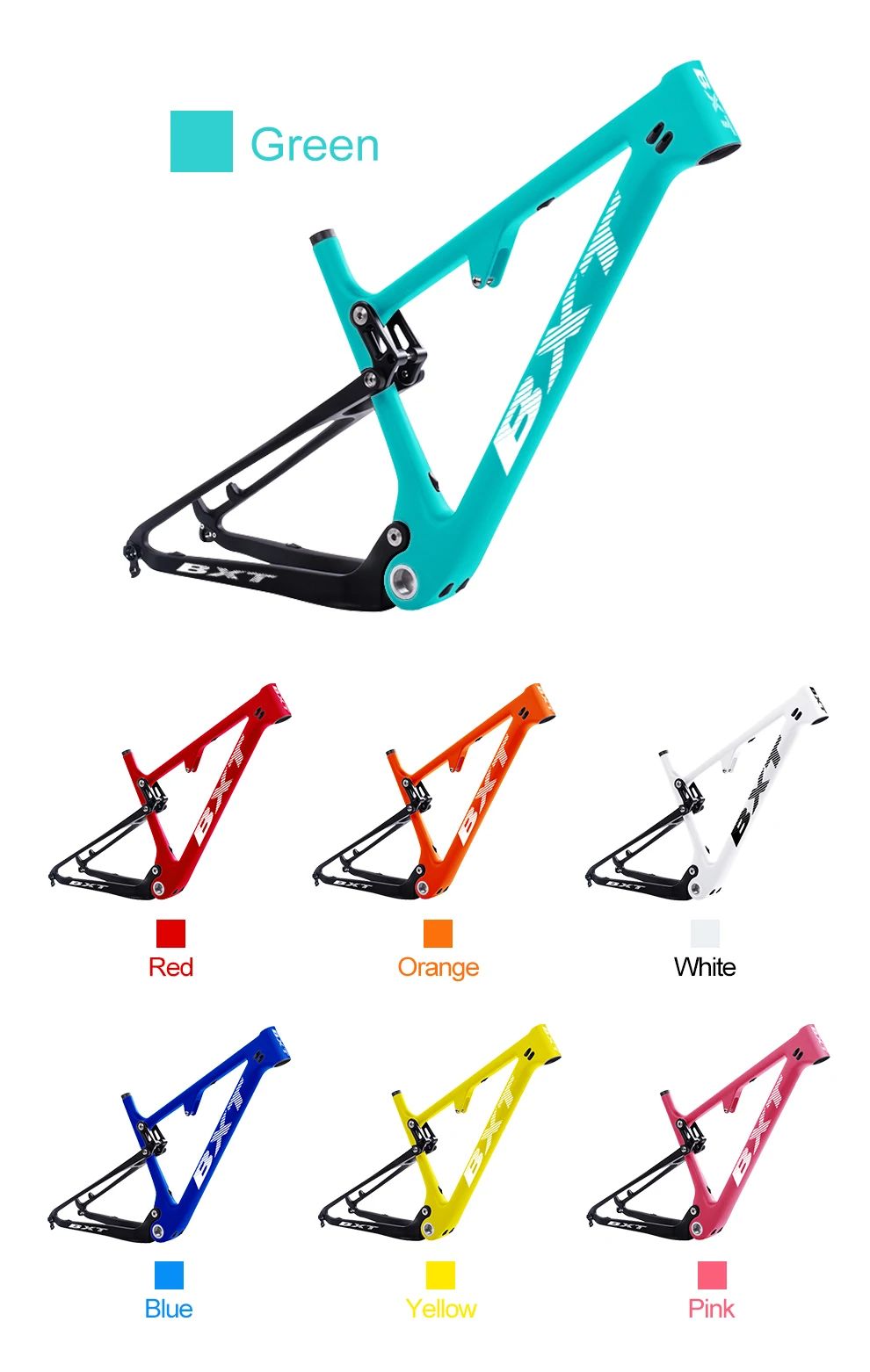 New carbon mountain full suspension bike frames 29in Disc Suspension Downhill Cycling Frame BSA Rear shock CC 165*38mm*22mm