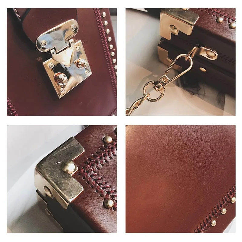 WOBAG Высокое качество маленькая квадратная сумка на плечо пакет клатч модная сумка с заклепками форма сумка через плечо повседневная женская сумка