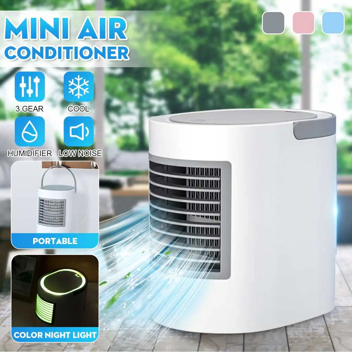 

Portable USB LED Light Air Conditioning Water Cooling Fan Cooler Humidifier Purifier Home Office Desk Fan Air Conditioning