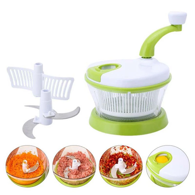 Household Manual Meat Grinder 4 In 1 Multi-Function Kitchen Manual Food Processor Vegetable Chopper Egg Blender Kitchen Utensi
