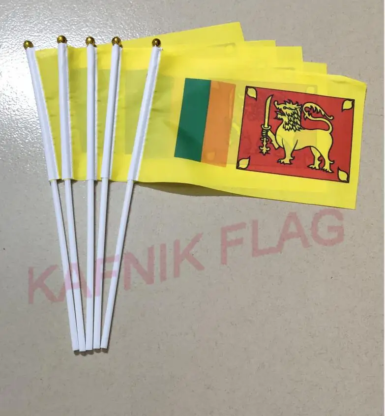 Кафник, 5 шт. Montenegro/Lebanon/somalia/Nepal/Bangladesh Оставьте сообщение любой страны Национальный флаг 14*21 см ручной флаг с полюсом - Цвет: Sri Lanka