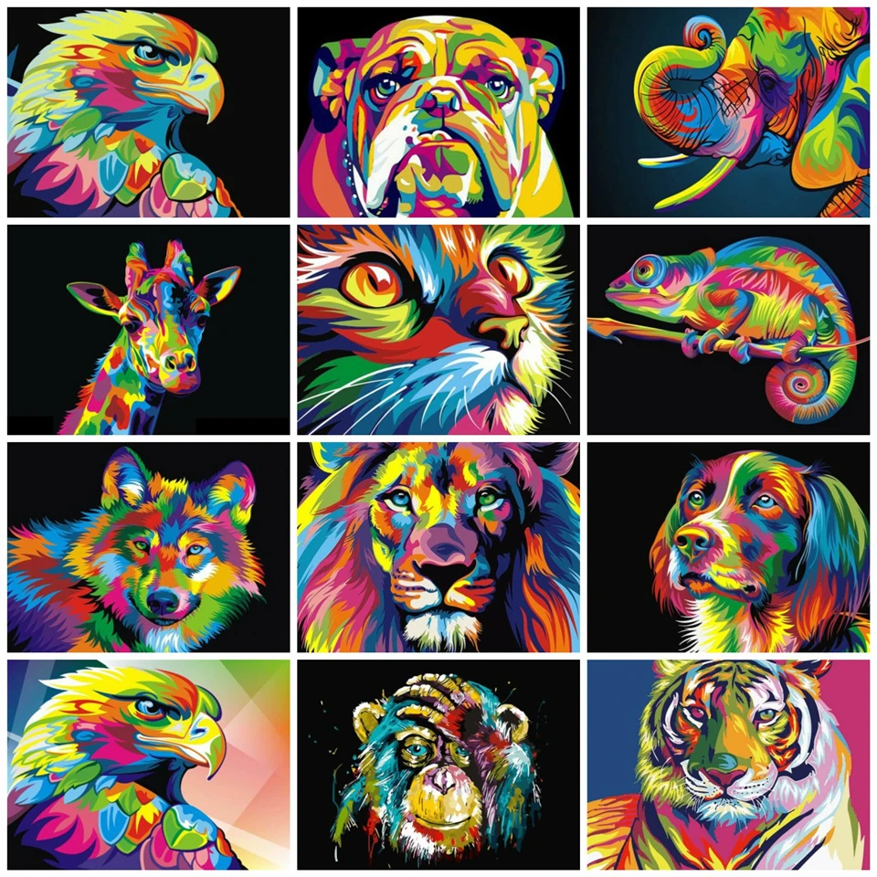 GATYZTORY Picture Lions Animals DIY Painting By Numbers Modern Wall Art