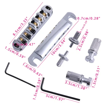 

Brass Roller Saddle Tune-O-Matic LP Guitar Bridge & Tailpiece Set Chrome