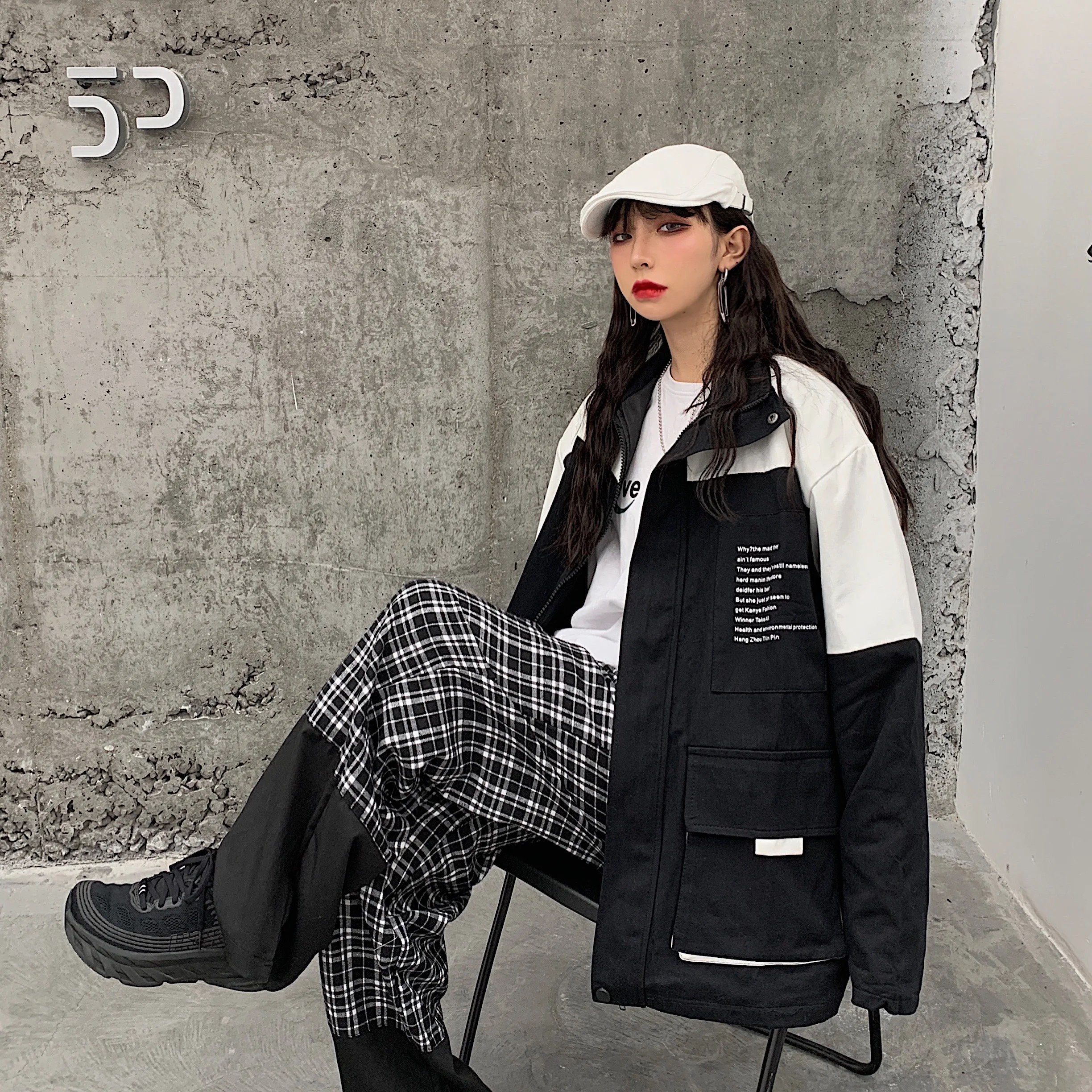 Neploe Harajuku контрастный цвет карго Куртка Harajuku для женщин мужчин BF стиль бейсбол верхняя одежда осень уличная хип-хоп пальто 55461