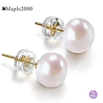 

Pearl earrings for women 925 sterling silver Freshwater Pearl Pink, purple, white pearl earrings Stud earrings Fine beauty gift