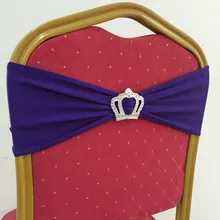 50 шт. спандекс Свадебная лента на стул полосы с пряжка с короной эластичная лайкра лента на стул галстук-бабочка для украшения дома события отеля