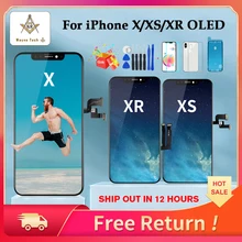 

New Great AAA Quality OLED For iPhone X XS XR Display Screen With Digitizer For iPhone X Replacement With True Tone Free
