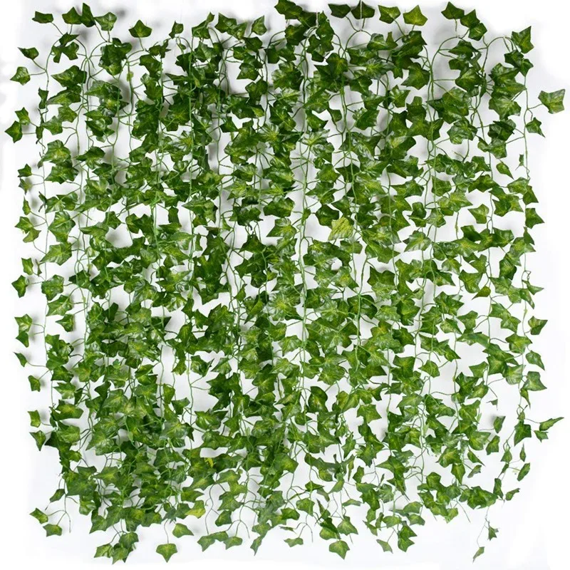 Artificial Light Pink Rose Leaf Vines Garland Plants Home Decoration Garden& 12 X Artificial Plants of Vine False Flowers Ivy H