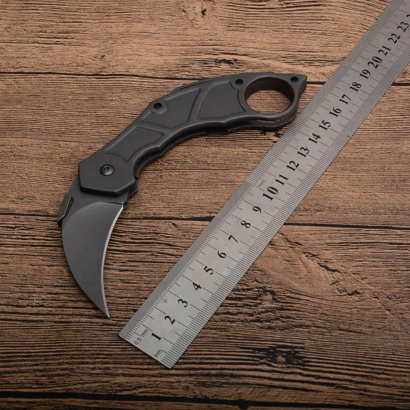 Складной нож Karambit 440C, лезвие с титановым покрытием, стальная ручка, тактические складные ножи для выживания на открытом воздухе H1015