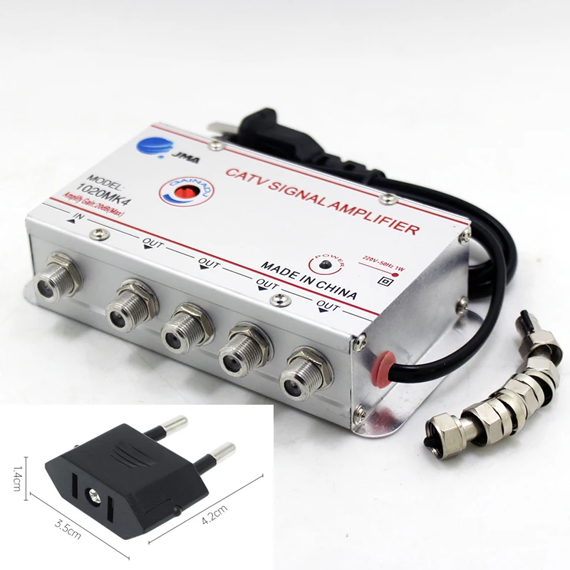 テレビ kana 2-Way CATV Cable TV Antenna Signal Amplifier: 1 In 2 Out