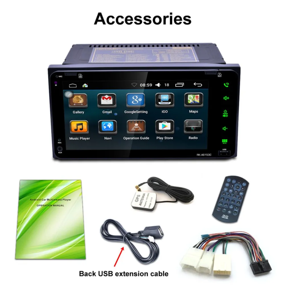 

New Car DVD Dual Core 7" Touch Screen For Android 5.1 Bluetooth MP3/MP4/MP5 Player Wifi Connect GPS Navigation FM/AM Radio Tuner