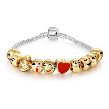 

SCB83/SCB84 Famous Facial Pack Bracelet Christmas Cartoon 10 Smiling Face Environmental Protection Alloy Beads