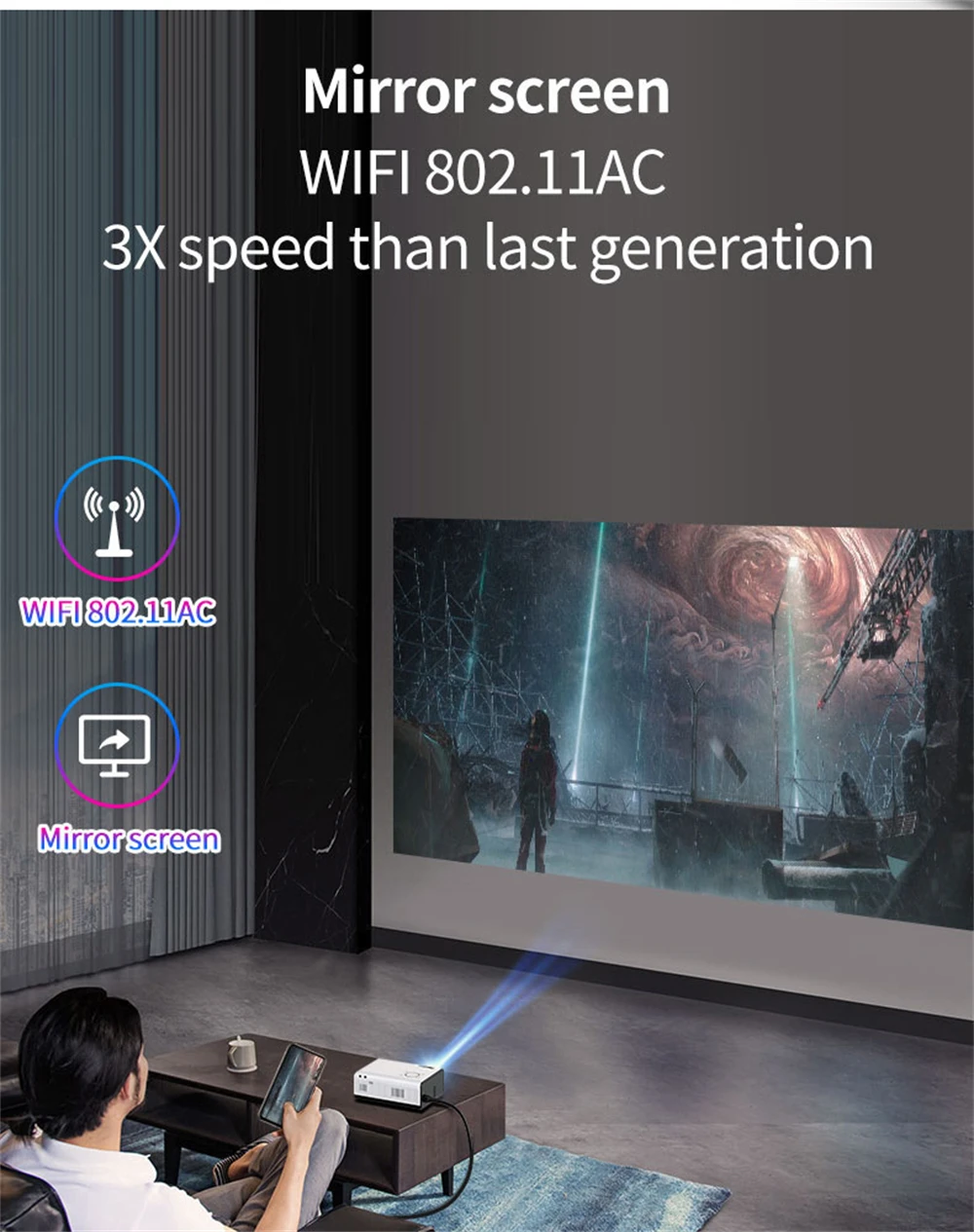 outdoor projector screen VCHIP T1 4K Projector Protable projector mini  Proyector For Home Theater 1080P WiFi Portable Media Player Christmas gift goodee projector