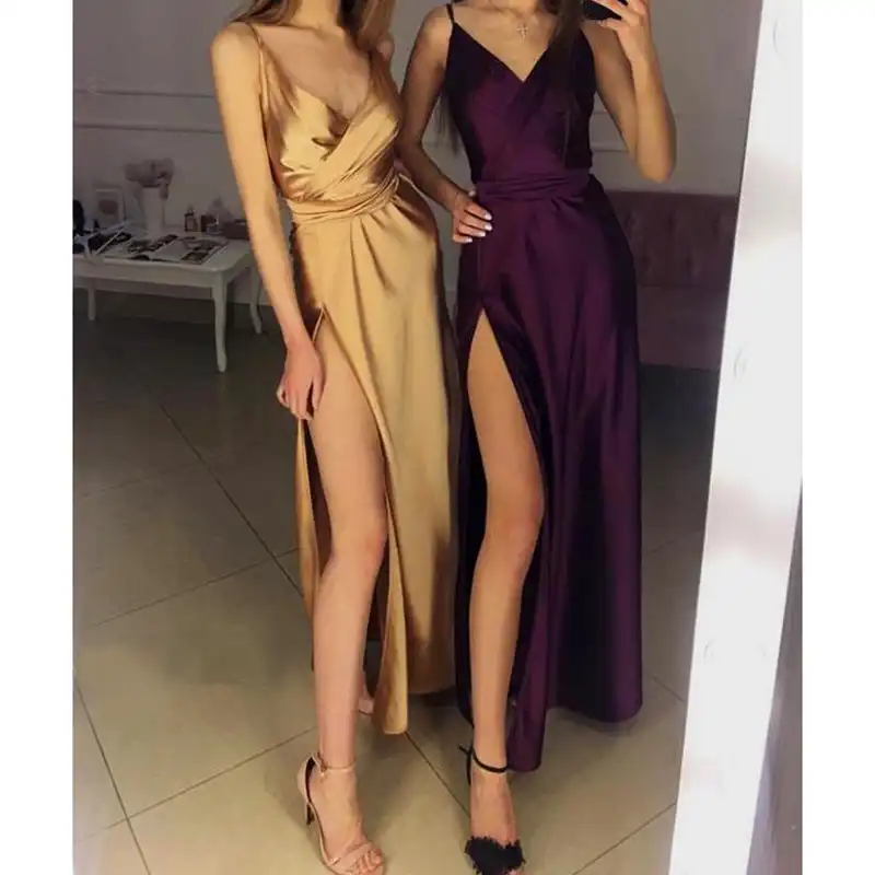 silk split dress