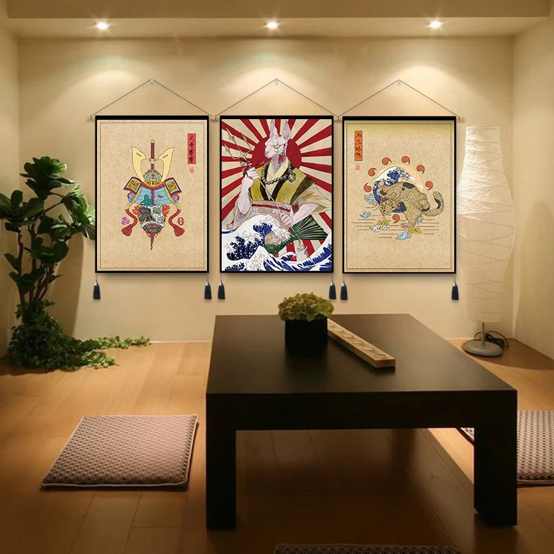 Японский Ukiyo-e рисование на ткани настенная вешалка-украшение ткань Ресторан ежедневно Материал магазин татами Izakaya гобелен